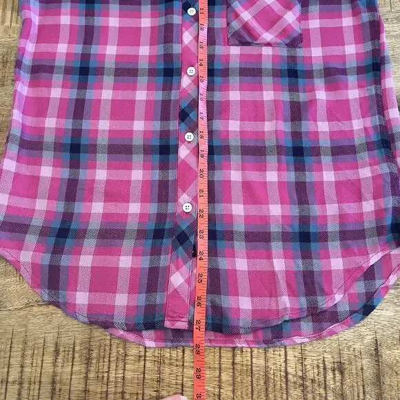 NWT Rails Womens Hunter Button Up Shirt S Magenta Stone Blue Plaid $188 Cabin - Picture 13 of 15
